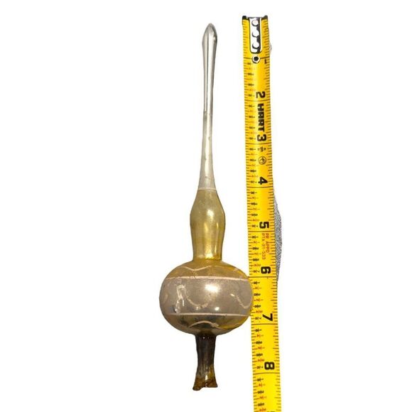 Vintage Mercury Glass Christmas Tree Topper Indented Finial Ornament Gold & Pink - Picture 5 of 5
